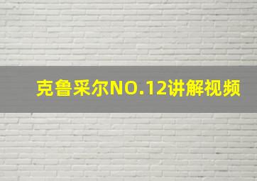 克鲁采尔NO.12讲解视频