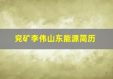 兖矿李伟山东能源简历