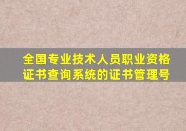 全国专业技术人员职业资格证书查询系统的证书管理号