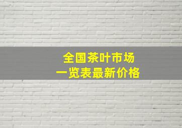 全国茶叶市场一览表最新价格