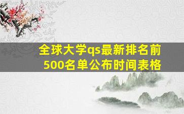 全球大学qs最新排名前500名单公布时间表格