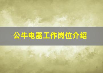 公牛电器工作岗位介绍