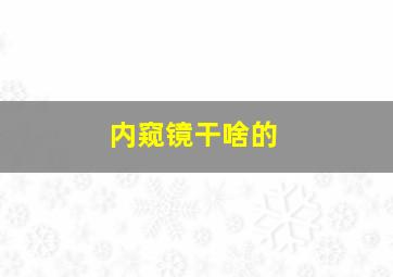 内窥镜干啥的