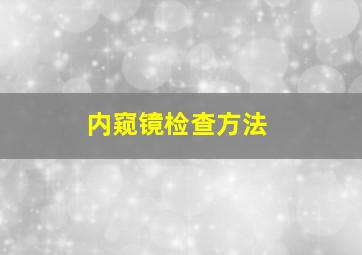 内窥镜检查方法