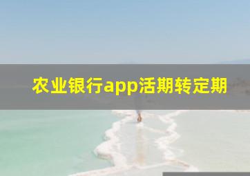 农业银行app活期转定期