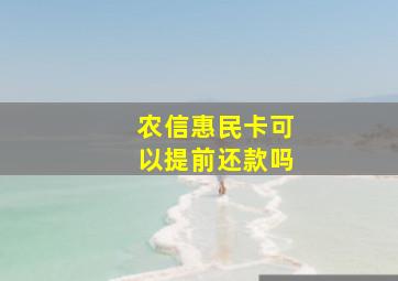 农信惠民卡可以提前还款吗