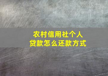 农村信用社个人贷款怎么还款方式