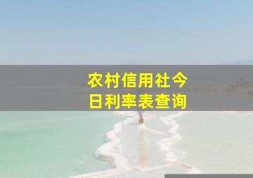 农村信用社今日利率表查询