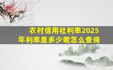 农村信用社利率2025年利率是多少呢怎么查询