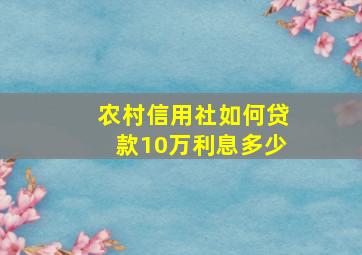 农村信用社如何贷款10万利息多少