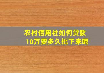 农村信用社如何贷款10万要多久批下来呢