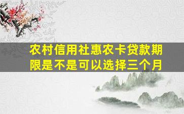 农村信用社惠农卡贷款期限是不是可以选择三个月