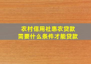 农村信用社惠农贷款需要什么条件才能贷款