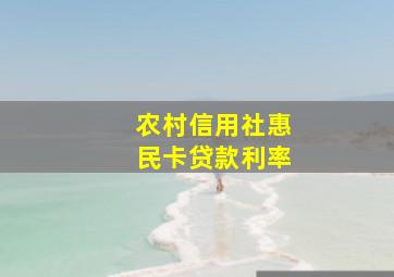 农村信用社惠民卡贷款利率