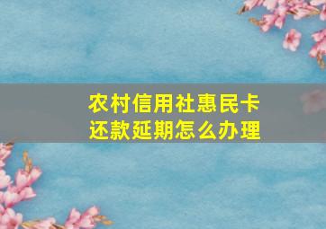 农村信用社惠民卡还款延期怎么办理