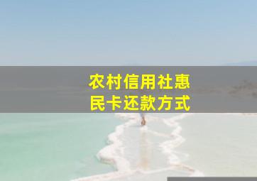 农村信用社惠民卡还款方式