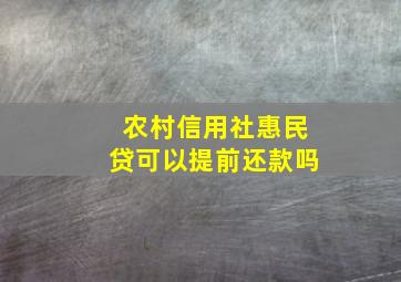 农村信用社惠民贷可以提前还款吗