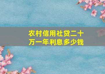 农村信用社贷二十万一年利息多少钱