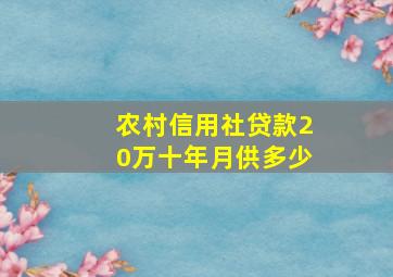 农村信用社贷款20万十年月供多少