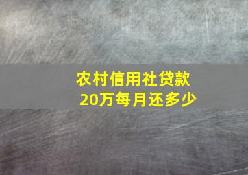 农村信用社贷款20万每月还多少