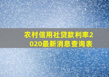 农村信用社贷款利率2020最新消息查询表