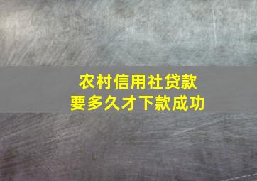 农村信用社贷款要多久才下款成功