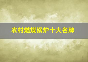 农村燃煤锅炉十大名牌