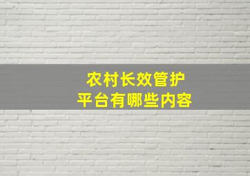 农村长效管护平台有哪些内容