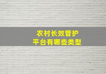 农村长效管护平台有哪些类型