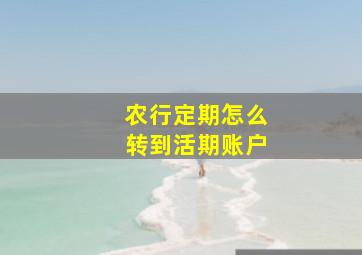 农行定期怎么转到活期账户