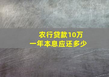 农行贷款10万一年本息应还多少