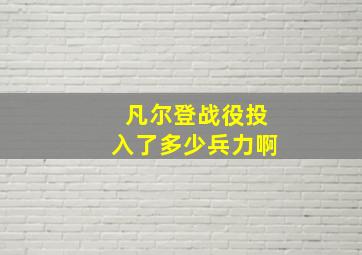 凡尔登战役投入了多少兵力啊