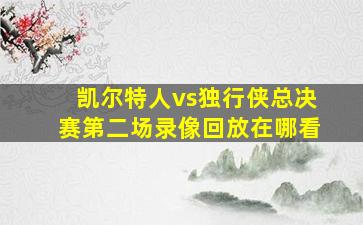 凯尔特人vs独行侠总决赛第二场录像回放在哪看