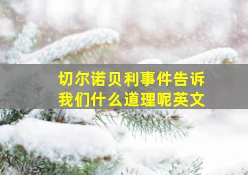 切尔诺贝利事件告诉我们什么道理呢英文