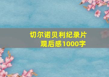 切尔诺贝利纪录片观后感1000字