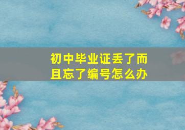 初中毕业证丢了而且忘了编号怎么办