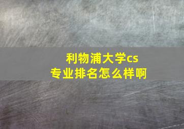 利物浦大学cs专业排名怎么样啊