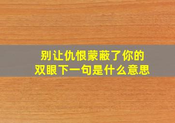 别让仇恨蒙蔽了你的双眼下一句是什么意思