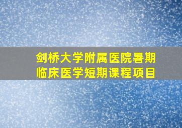 剑桥大学附属医院暑期临床医学短期课程项目