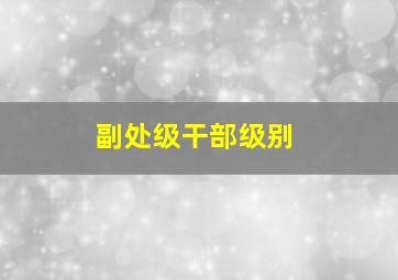 副处级干部级别