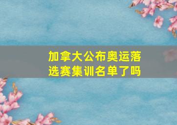 加拿大公布奥运落选赛集训名单了吗