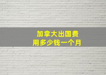 加拿大出国费用多少钱一个月