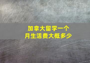 加拿大留学一个月生活费大概多少