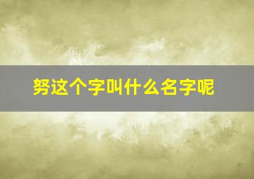 努这个字叫什么名字呢