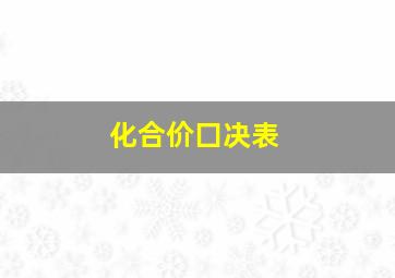 化合价囗决表