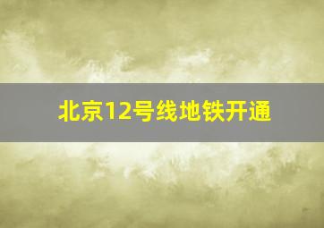 北京12号线地铁开通