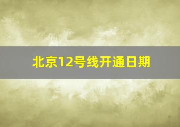 北京12号线开通日期