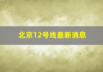 北京12号线最新消息