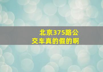 北京375路公交车真的假的啊