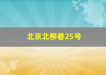 北京北柳巷25号